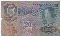 20 KORONA

311071   1168

OLD DATE 2.1.1913

P # 20 Banknote