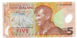 Sir Edmund Hillary, 5 Dollar note. Banknote
