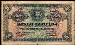 5 Libras/Esterlina__
Pk 9 a__

Regional Issues__

Banco de Beira __

Companhia de Mocambique__

Cancelado
 Banknote