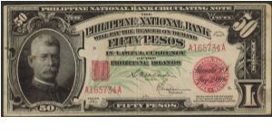 p49 1920 50 Peso PNB Circulating Note Banknote