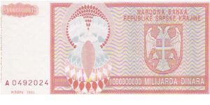 1 MILLIARD DINARA

A0492024

P # R 17 A Banknote