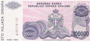100,000 DINARA

A0019131

P # R 22 A Banknote