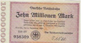 10,000,000 MARK

HR-37   958309

2.9.1923 BERLIN Banknote