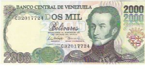 2000 BOLIVARES

C32017724

10.2.1998

P # 77 B Banknote