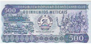 500 METICAIS

AC 0018276

16.6.1983

P # 131 Banknote