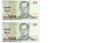 Thailand 20 Baht Banknote