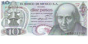 10 PESOS

P 5871738

SERIE 1P

3.12.1969

P # 63 B Banknote