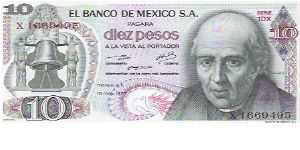 10 PESOS

X 1669495

SERIE 1DX

15.5.1975

P # 63 H Banknote