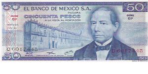 50 PESOS

U 6017445

SERIE EP

8.7.1976

P # 65 B Banknote
