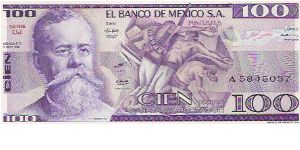100 PESOS

A 5845037

SERIE UJ

3.9.1981

P # 74 B Banknote
