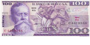 100 PESOS

C 4415344

SERIE EQ

30.5.1974

P # 66 A Banknote
