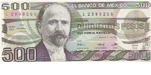 500 PESOS

L 2698256

SERIE DU

7.8.1984

P # 79 B Banknote
