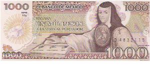 1000 PESOS

D 4832115

SERIE YN

19.7.1985

P # 85 Banknote