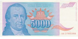 Yugoslavia 5000 Dinars dated 1994 Banknote
