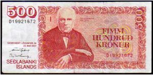 500 Kronur__
Pk 59__

L.22-05-2001__
Issued 2004
 Banknote