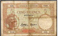 *NEW CALEDONIA*
________________

5 Francs__
Pk 36 b Banknote