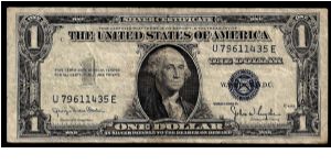 USA 1 dollar Silver certificate / blue seal, series 1935 D. # U 79611435 E. Banknote