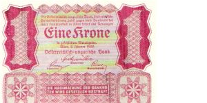 Austria (Viena), 1 krone 1922. Uniface note Banknote