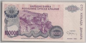 Croatia 100000 Dinara 1993 PR22. Banknote
