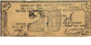 SMR-733 RARE Samar, Pambujan Sur, 20 centavos note. Banknote