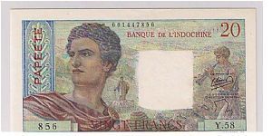 TAHITI 20 FRANCES Banknote