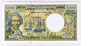 FRENCH PACIFIC TERRITORIES  5000 FRANCES Banknote