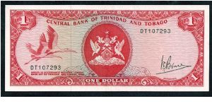 P-30a Central Bank of Trinidad and Tobago 1 dollar 1964 (1977). Crisp and clean. Banknote