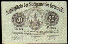 *NOTGELD*__


20 Heller__

Pk NL__

31-August-1920
 Banknote