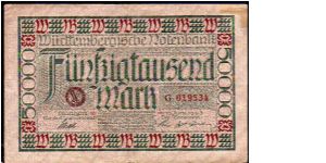 *WURTTEMBERG*

German States
__

50'000 Mark__
Pk S 984__

01-06-1923
 Banknote