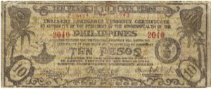 S-395c RARE Leyte 10 Pesos note. Banknote