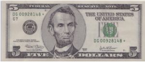 2003 $5 CHICAGO FRN

**STAR NOTE**

**#2 OF 2 CONSECUTIVE** Banknote