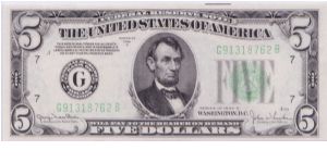 1934 D $5 CHICAGO FRN Banknote