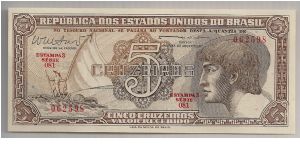 Brazil 5 Cruzeiros 1961 P166b. Banknote