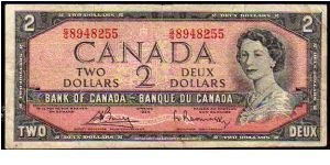 2 Dollars__

pk# 76 c__

Sign. Bouey-Rasminsky__

Range 1972-1973
 Banknote