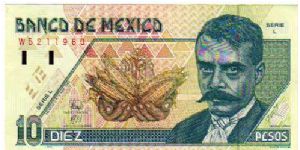 10 Pesos__
pk# 105 a__
06-May-1994__
Series L
 Banknote