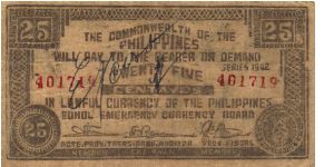 S-141 Illegal Issue Bohol 25 centavos note. Banknote