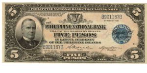 1921 5 Pesos UNC (PNB- Circulating Note)
SN:B901187B Banknote