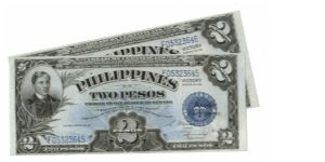 1944 2 Peso UNC (P- VICTORY Note)
SN:F05323645, F05323646 (2 Sequential Notes) Banknote