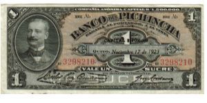 1923 1 Sucre XF (ECUADOR) Banknote