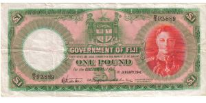 1941 1 Pound  VF/XF (Fiji) Banknote