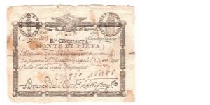 I Roman Republic (1798-1799)- 50 Baiocchi Banknote