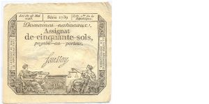 Assignat 50 Sols - 23 May 1793 Banknote