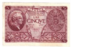 Kingdom of Italy - 5 Lire Banknote