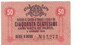 Kingdom of Italy - 50 centesimi - cassa Veneta dei Prestiti Banknote