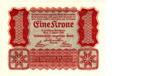1 Krone P73  Uniface Banknote