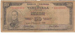 50 Bolivars
Feb-2-1972 Banknote