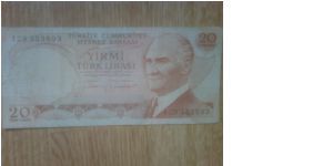 Turkish 20 lira Banknote