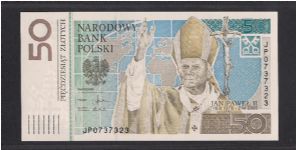 POLAND 50 ZLOTYCH 2006 POPE JOHN PAUL II COMM ( with folder)
P-178 Banknote