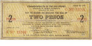 S-635 Province of Negros Occidental 2 Pesos note. Banknote
