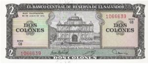 2 Colones, Gem, Brilliant. Banknote